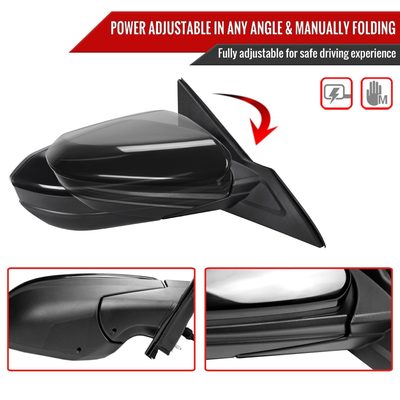 2016-2020 Honda Civic Passenger/Right 3Pin Glossy Black Adjustable Side Mirror