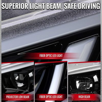 For Honda Civic 2016-2021 Projector Headlights Sequential DRL Jet Black Housing Clear Lens