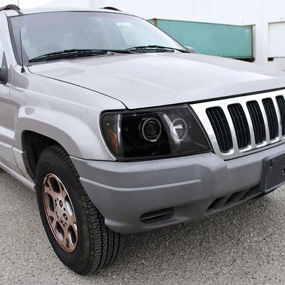 1999-2004 Jeep Grand Cherokee Dual Halo Projector Headlights Jet Black/Clear