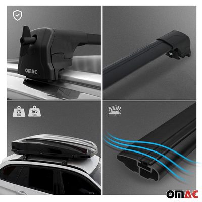 2024-2025 Acura ZDX Roof Rack Cross Bars Luggage Carrier Alu Black 2Pcs