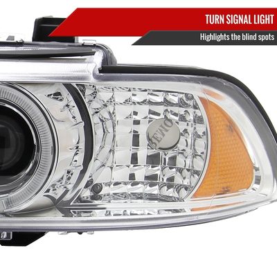 1996-2003 BMW E39 5 Series Dual Halo Projector Headlights Chrome/Clear Lens