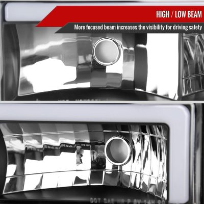 1994-1998 Chevy C10 C/K Tahoe Suburban LED Headlights &Corner Lights Black