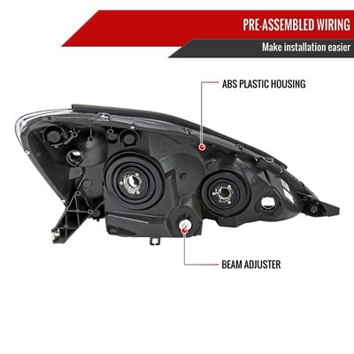 2006-2010 Toyota Sienna Factory Headlights w/Amber Reflector Matt Black/Clear