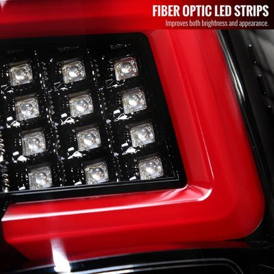 2009-2014 Ford F-150 Red C-Bar LED Tail Lights Jet Black Housing/Clear Lens
