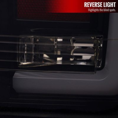 2004-2015 Nissan Titan LED Tail Lights with White LED Tube Glossy Black/Smoke