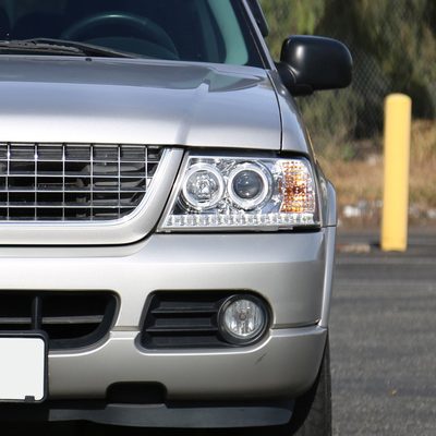 2002-2005 Ford Explorer Dual Halo Projector Headlights Chrome/Clear Lens