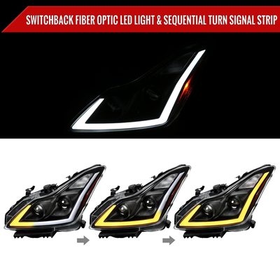 2008-2013 Infiniti G37/14-2015 Q60 Coupe/Convertible LED Signal Headlights Black