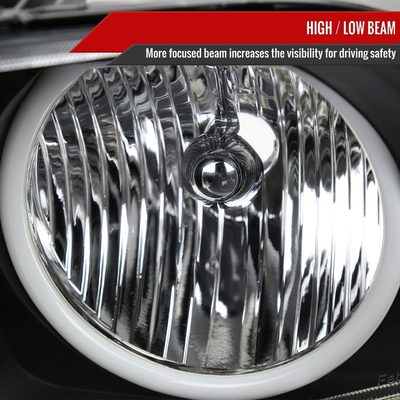 2005-2009 Ford Mustang LED Halo Factory Style Headlights Matte Black/Clear