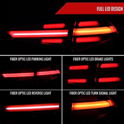 2016-2018 Hyundai Tucson LED Bar Tail LightsChrome Housing/Red Lens