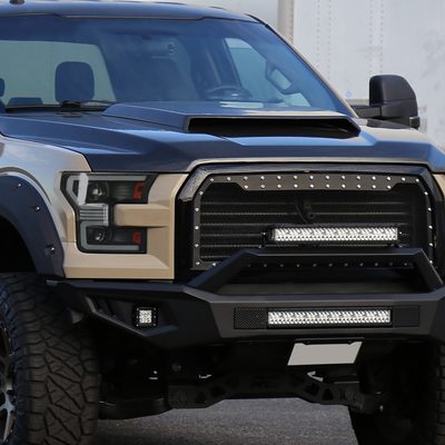 2015-2017 Ford F-150 LED Bar Projector Headlights Turn Signals Black / Smoked