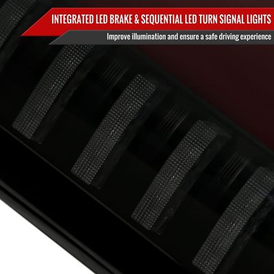 2018-2020 Ford F-150 Turn Signal Animated Red LED Bar Tail Lights Black/Smoke