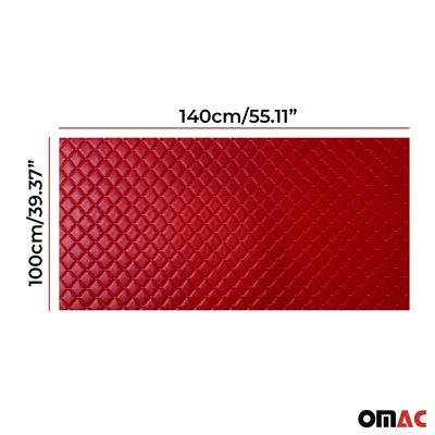 Embossed Red Faux Leather Lining Red Stitch Car Upholstery 1 Yard x 1.5 Yards