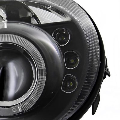 2003-2005 Dodge Neon Dual Halo Projector Headlights Matte Black/Clear Lens