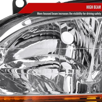 1998-2002 Honda Accord Factory Crystal Headlights Amber Reflector Chrome/Clear