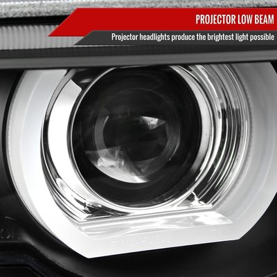 1995-2001 BMW E38 7 Series LED Bar Dual Halo Projector Headlights Matt Black