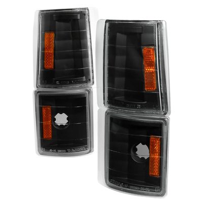 1994-1998 GMC C/K Sierra/Yukon/Suburban Corner Lights Amber Reflectors Black