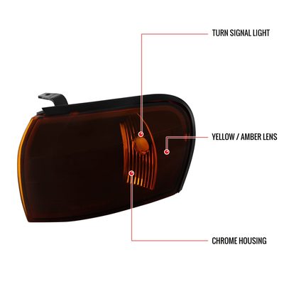 1995-2001 Subaru Impreza Corner Lights Chrome Housing/Amber Smoke Lens