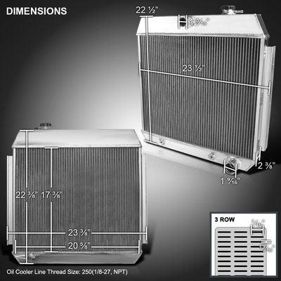 1955-1957 Chevrolet Bel Air Del Ray V8 MT Alu 3-Row Performance Radiator