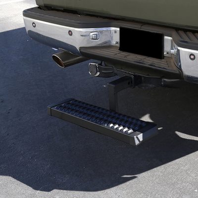 Universal Black Alu Hitch Mounted 6" Drop Rear Bumper Step For 2" Hitch Receiver