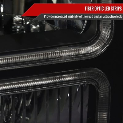 1999-2004 Ford F-250/350/450/550/Excursion Headlights Dual LED C-Bar Jet Black