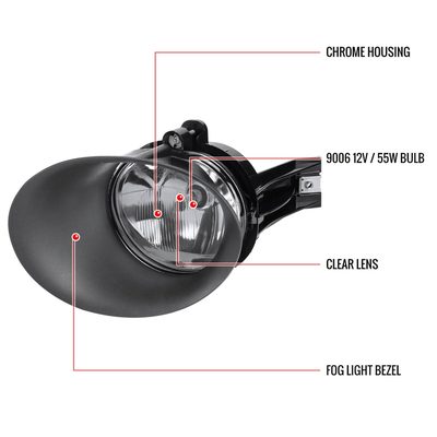 2002-2009 Dodge RAM 1500/2500/3500 9006 Fog Lights Chrome Housing/Clear Lens