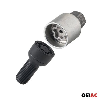 Wheel Lock Kit for BMW 5 Series 6 Series M14X1,25 Bolt Black 4Locks & 1Key