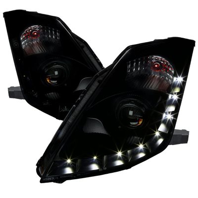 2006-2009 Nissan 350Z SMD LED Light Strip Projector Headlights Black/Smoke