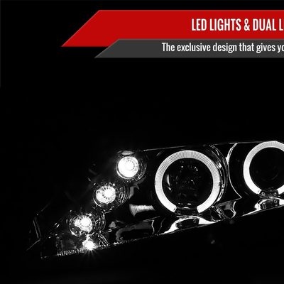 2006-2011 Honda Civic Sedan Dual Halo Projector Headlights Chrome/Clear Lens
