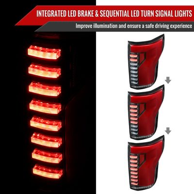 2018-2020 Ford F-150 Turn Signal Animated Red LED Bar Tail Lights Matt Black