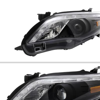 2011-2013 Toyota Corolla Projector Headlights LED Light Strip Matt Black/Clear