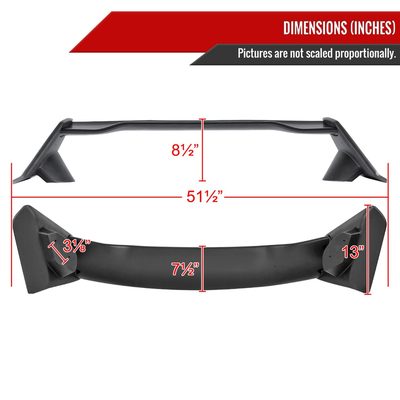 2016-2021 Honda Civic Sedan Black ABS TR Style Rear Spoiler Wing