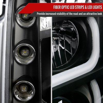 2007-2014 GMC Yukon/Yukon XL 1500/2500 LED U-Bar Projector Headlights Black
