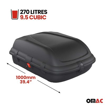 OMAC Car Rooftop Cargo Box Luggage Carrier 9.5 Cubic Feet Carbon Fiber Textured