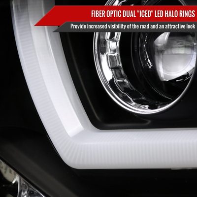 2011-2014 Dodge Charger Dual Halo Projector Headlights Matte Black/Clear Lens