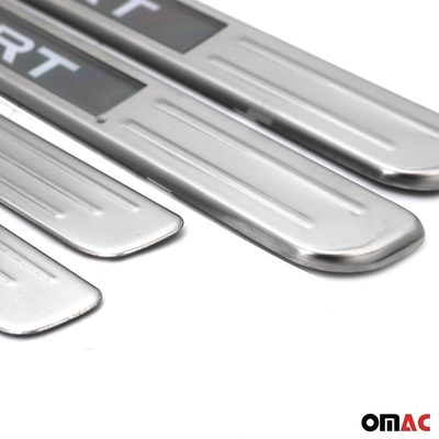 Honda Door Sill Scuff Plate Illuminated Brushed Stainless Steel Silver 4 Pcs