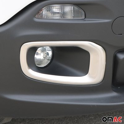 2015-2018 Jeep Renegade Fog Light Lamp Bezel Cover Brushed Steel Silver 2Pcs