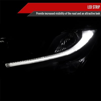 2016-2021 Honda Civic LED Strip Factory Projector Headlights Matt Black/Clear