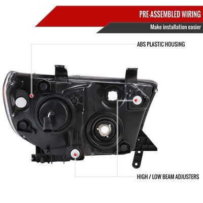 2007-2014 Toyota Tundra/Sequoia Retro Projector Headlights Matt Black/Clear