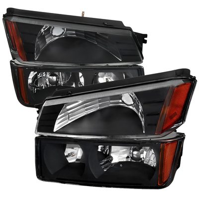 2002-2006 Chevy Avalanche 1500/2500 Factory Headlights Bumper & Signal Black
