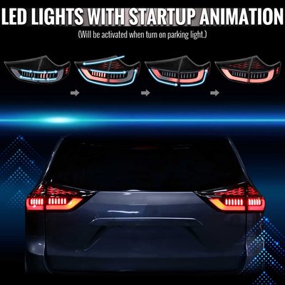 For Toyota Sienna 2015-2020 Full LED Tail Lights Sequential Signal Startup Black Housing Clear Lens
