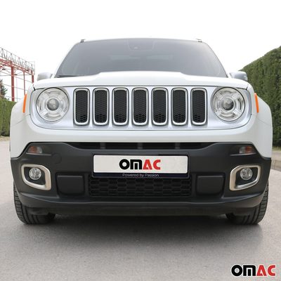 2015-2018 Jeep Renegade Fog Light Lamp Bezel Cover Brushed Steel Silver 2Pcs