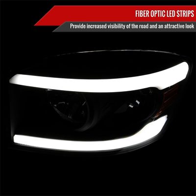 2006-2008 Dodge Ram 1500/ Ram 2500 3500 LED Headlights Amber Reflector Black