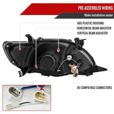 2011-2013 Toyota Corolla Projector Headlights w/ LED Light Strip Chrome/Clear