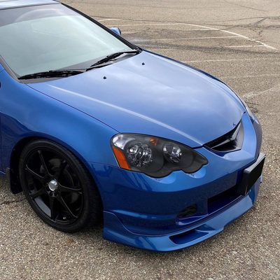 2002-2004 Acura RSX Retro Projector Headlights Amber Reflectors Matt Black