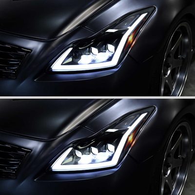 For Infiniti G37 2008-13 / Q60 Coupe 2014-15 LED Turn Signal Full LED Triple Headlights Matte Black Housing Smoked Lens