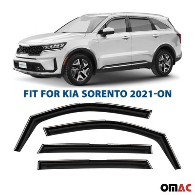 Clim Art Wind Deflectors for Kia Sorento 2021-2025 Shatterproof Dark Smoke 4 Pcs