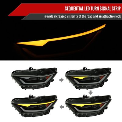 2015-2017 Ford Mustang/2018-2020 Shelby HID/Xenon LED Signal Headlights Smoke