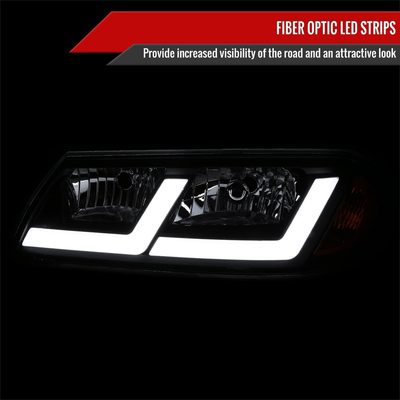 2000-2005 Chevy Impala LED Bar Factory Style Headlights Matte Black/Clear Lens