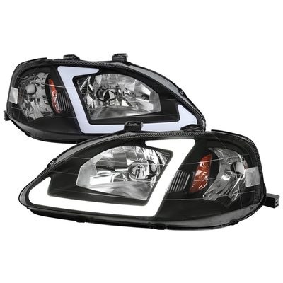 1999-2000 Honda Civic Coupe/Sedan LED Bar Factory Headlights Matt Black/Clear