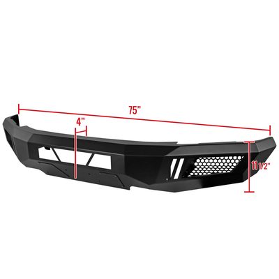 2015-2017 Ford F-150 Black Heavy Duty Steel Front Bumper & LED Light Ports